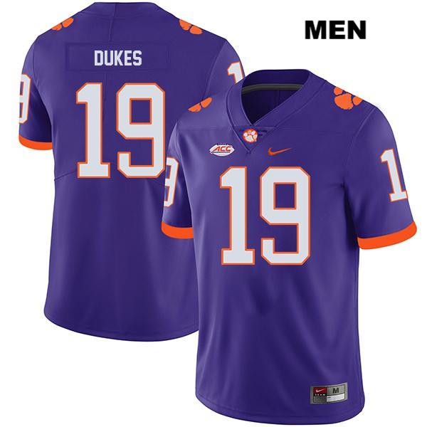 Men's Clemson Tigers #19 Michel Dukes Stitched Purple Legend Authentic Nike NCAA College Football Jersey YCH7246SE